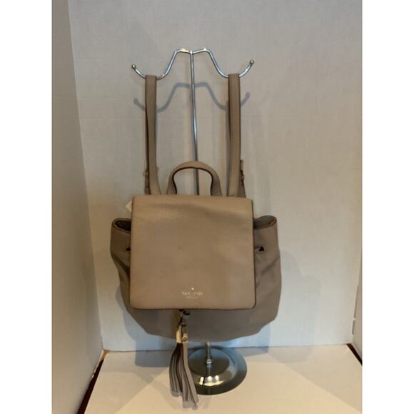 Kate Spade - The Leila Pebbled Leather Drawstring Backpack  -  taupe main image 5